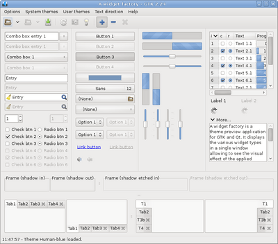 Preview with GTK 2 - Blue variation - Main window