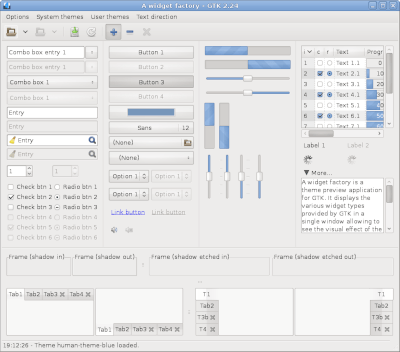 Preview with GTK 2 - Blue variation - Main window