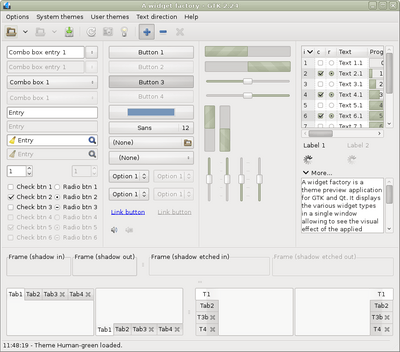 Preview with GTK 2 - Green variation - Main window