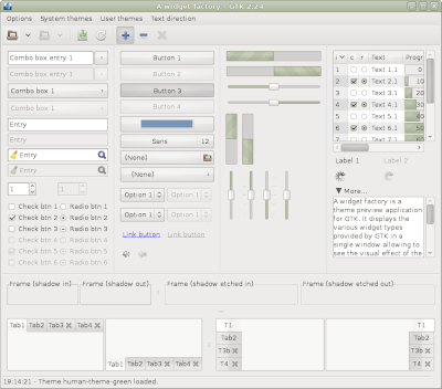 Preview with GTK 2 - Green variation - Main window