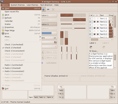 Preview with GTK 2 - Main window with menu