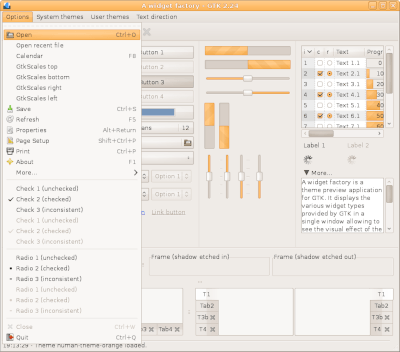 Preview with GTK 2 - Orange variation - Menu