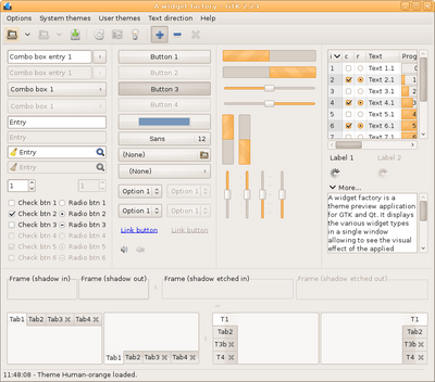 Preview with GTK 2 - Orange variation - Main window