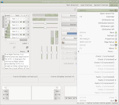Preview with GTK 2 - RTL - Green variation - Menu