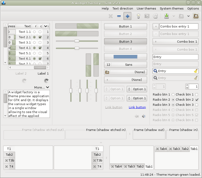 Preview with GTK 2 - RTL - Green variation - Main window