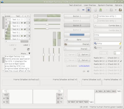 Preview with GTK 2 - RTL - Green variation - Main window