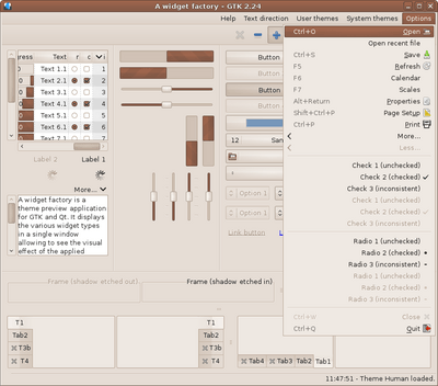 Preview with GTK 2 - RTL - Main window with menu