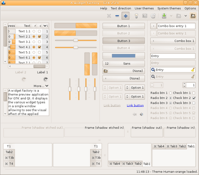 Preview with GTK 2 - RTL - Orange variation - Main window