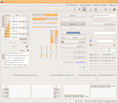 Preview with GTK 2 - RTL - Orange variation - Main window