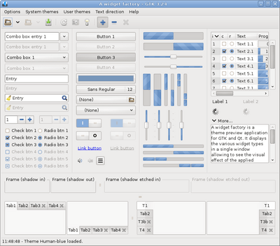Preview with GTK 3 - Blue variation - Main window
