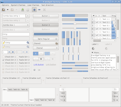 Preview with GTK 3 - Blue variation - Main window