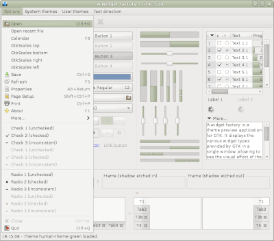 Preview with GTK 3 - Green variation - Menu