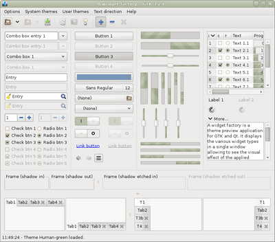 Preview with GTK 3 - Green variation - Main window