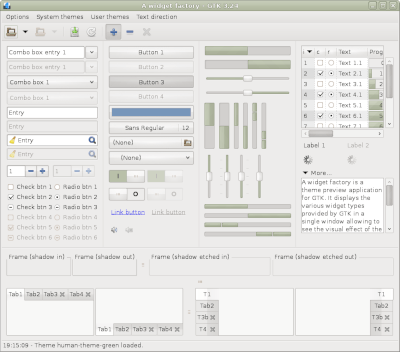 Preview with GTK 3 - Green variation - Main window