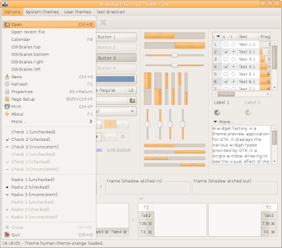 Preview with GTK 3 - Orange variation - Menu