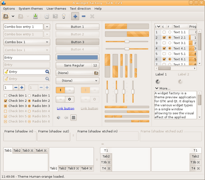 Preview with GTK 3 - Orange variation - Main window