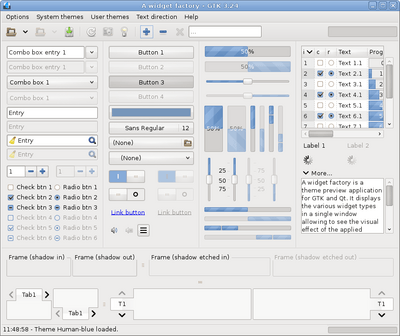Preview with GTK 3 - Blue variation - Main window with plus button