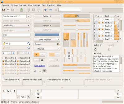 Preview with GTK 3 - Orange variation - Main window with plus button