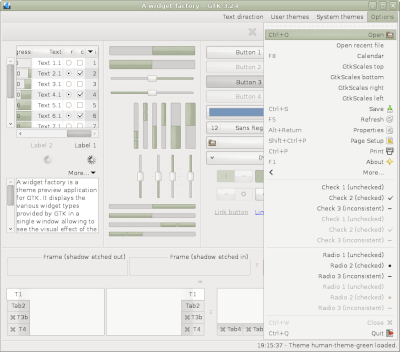 Preview with GTK 3 - RTL - Green variation - Menu