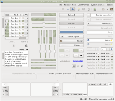 Preview with GTK 3 - RTL - Green variation - Main window