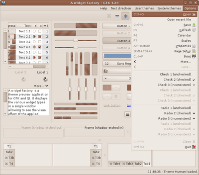 Preview with GTK 3 - RTL - Main window with menu