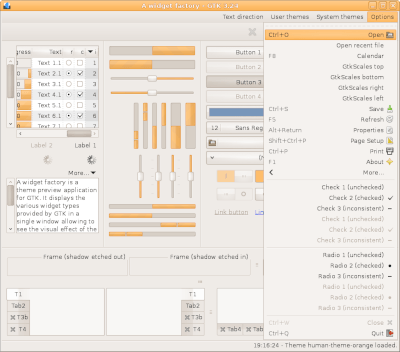 Preview with GTK 3 - RTL - Orange variation - Menu