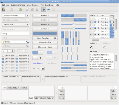 Preview with GTK 4 - Blue variation - Main window