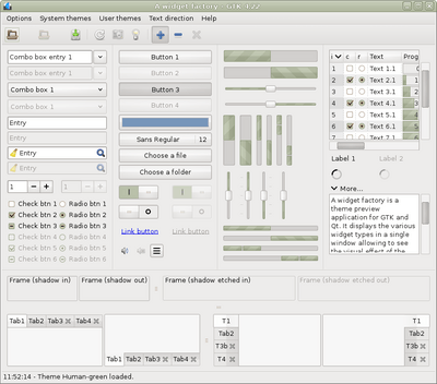 Preview with GTK 4 - Green variation - Main window