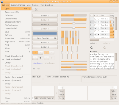Preview with GTK 4 - Orange variation - Menu