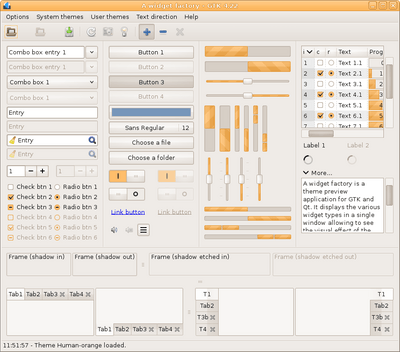 Preview with GTK 4 - Orange variation - Main window