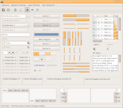 Preview with GTK 4 - Orange variation - Main window