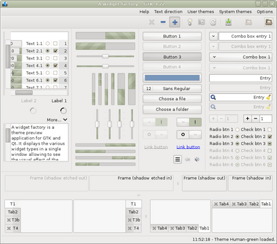 Preview with GTK 4 - RTL - Green variation - Main window