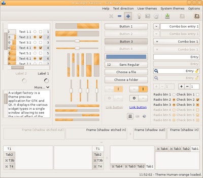 Preview with GTK 4 - RTL - Orange variation - Main window