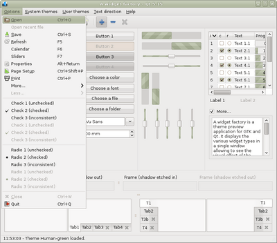 Preview with Qt 5 - Green variation - Main window with menu