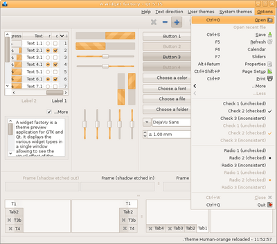 Preview with Qt 5 - RTL - Orange variation - Main window with menu