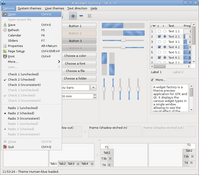 Preview with Qt 6 - Blue variation - Main window with menu