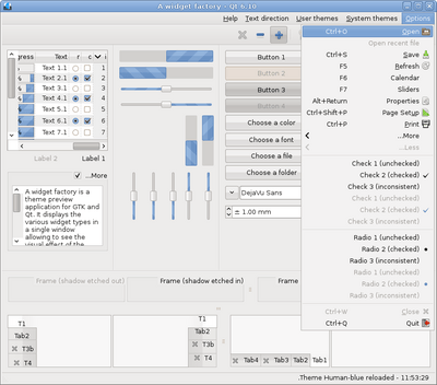 Preview with Qt 6 - RTL - Blue variation - Main window with menu