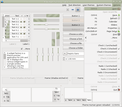 Preview with Qt 6 - RTL - Green variation - Main window with menu
