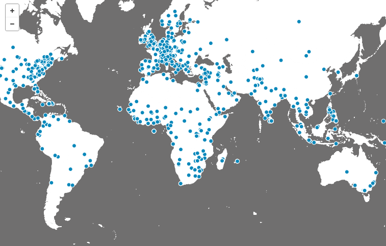 Map of geocoded addresses