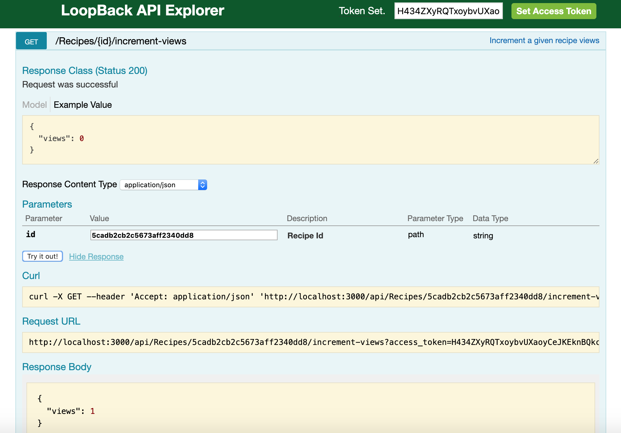 increment views endpoint