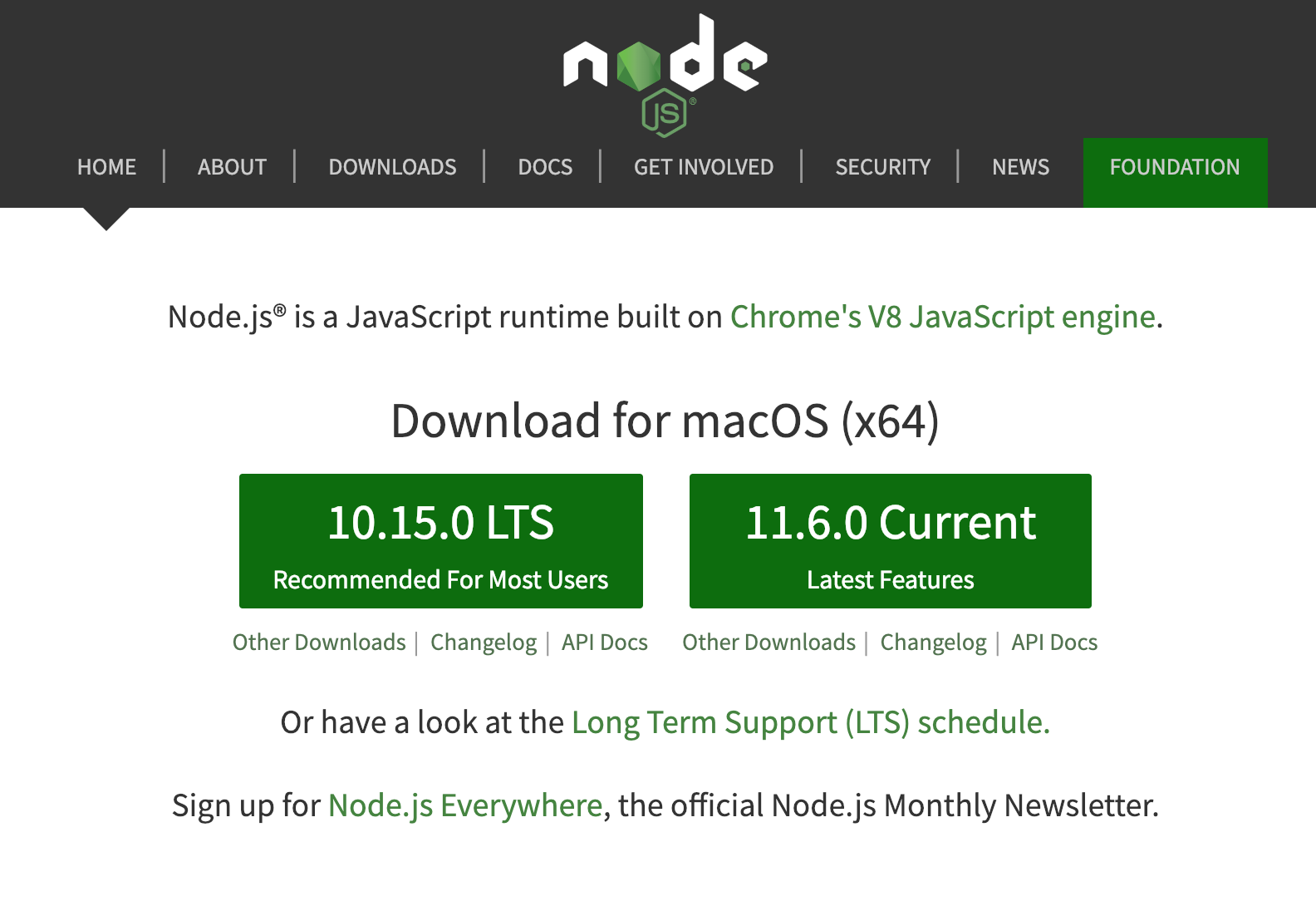 NodeJS Version