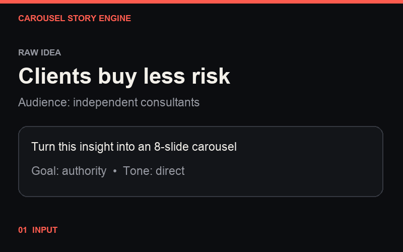 Fluxo animado do Carousel Story Engine