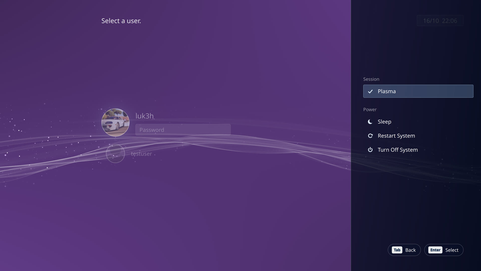 Login screen with the Options panel open