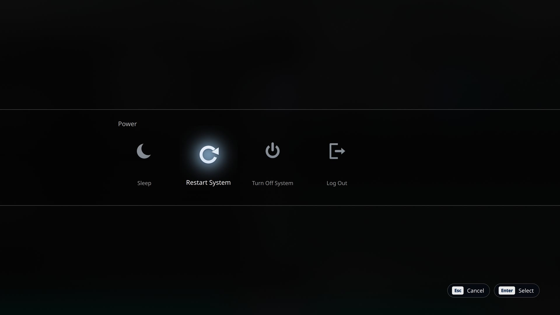 Shut Down power menu