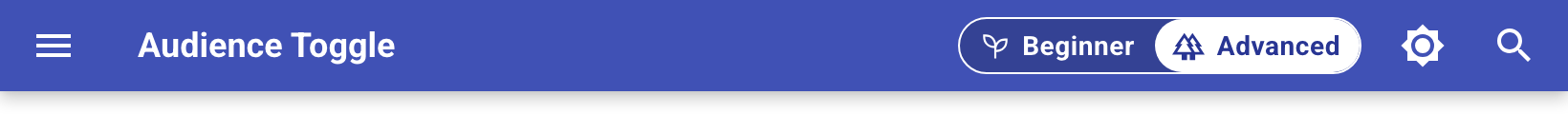 Two-mode toggle, "Beginner" and "Advanced", with icons