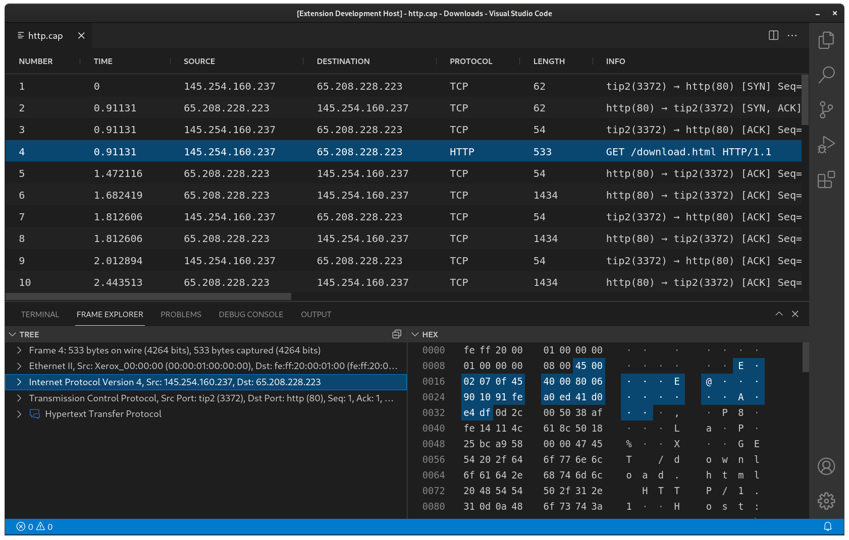 VSCode running Crumbs