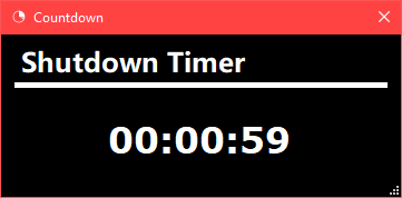 Screenshot of countdown window with black background
