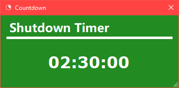 Screenshot of countdown window with green background