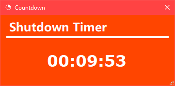 Screenshot of countdown window with orange background