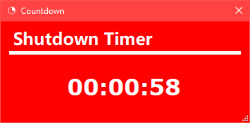 Screenshot of countdown window with red background